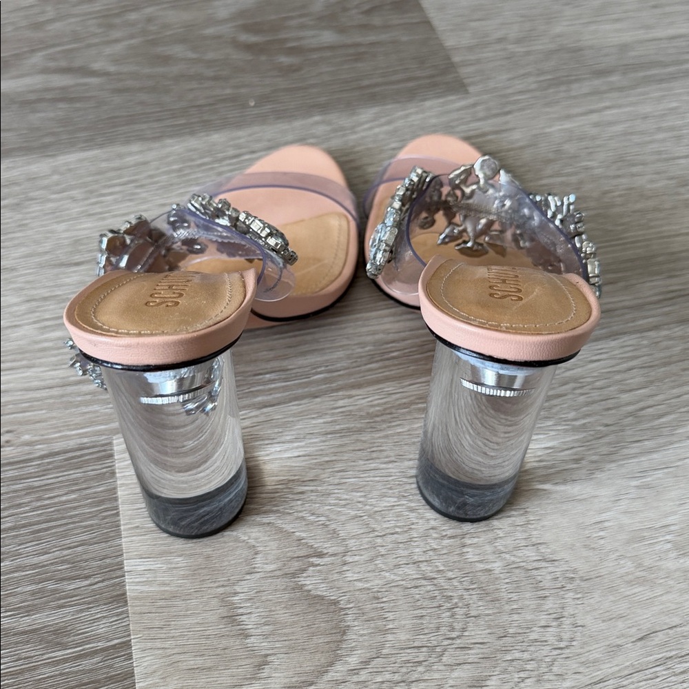 SCHUTZ Blush Pink Jewel-Embellished Slide Sandals - Picture 2 of 7